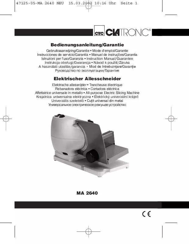 Mode d'emploi CLATRONIC MA 2640