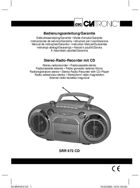 Mode d'emploi CLATRONIC SRR 672 CD