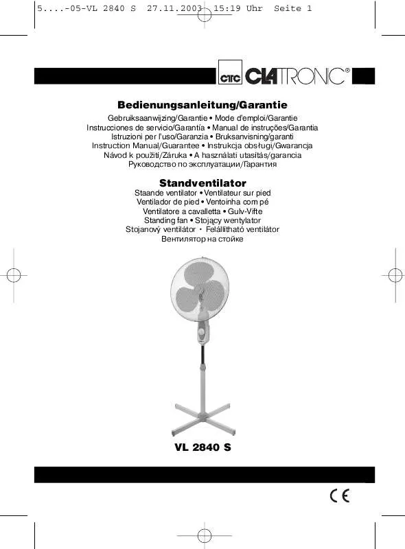 Mode d'emploi CLATRONIC VL 2840 S