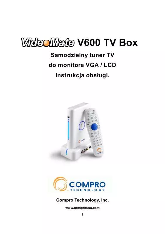 Mode d'emploi COMPRO V600 TV BOX