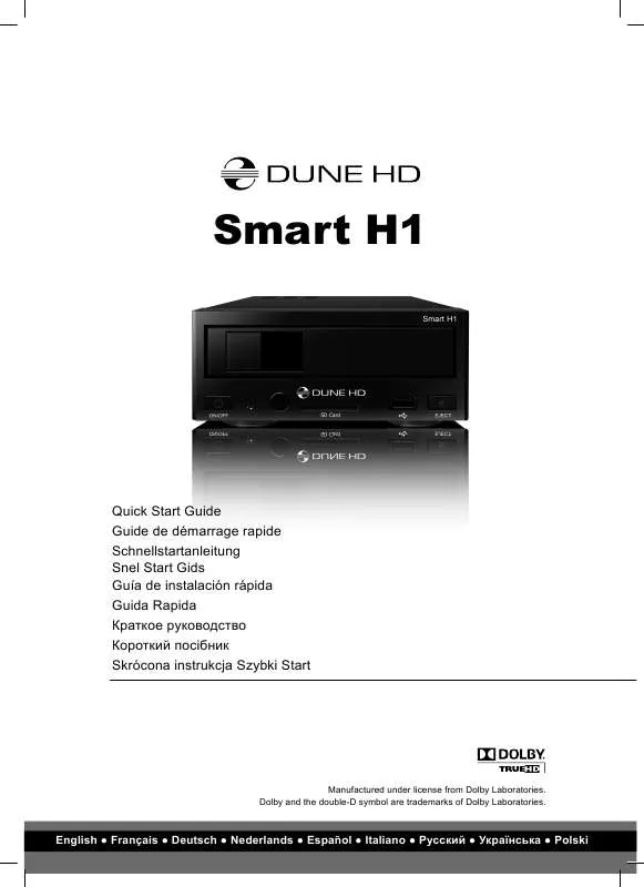 Mode d'emploi DUNE HD SMART H1