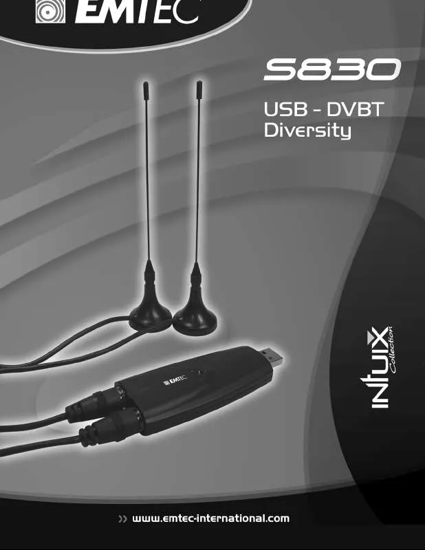 Mode d'emploi EMTEC TUNER USB DVB-T S830 DIVERSITY