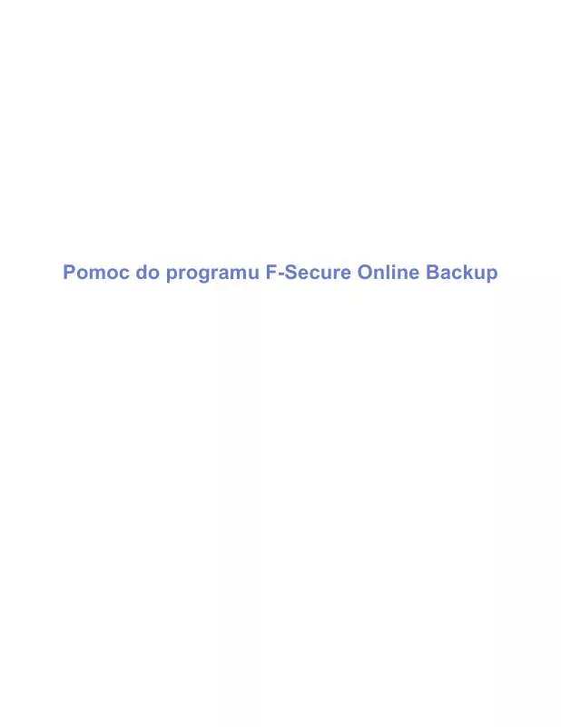 Mode d'emploi F-SECURE ONLINE BACKUP