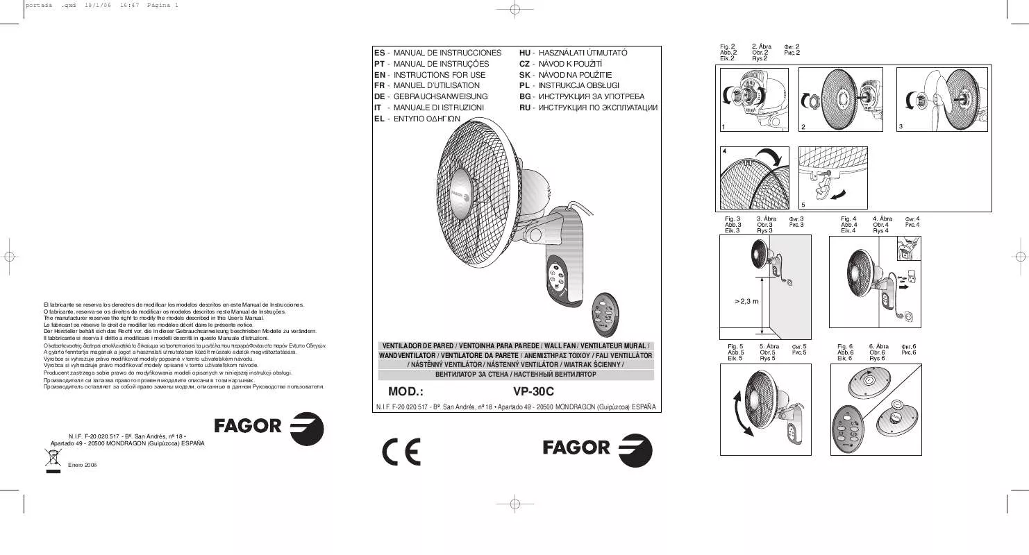 Mode d'emploi FAGOR VP-30C