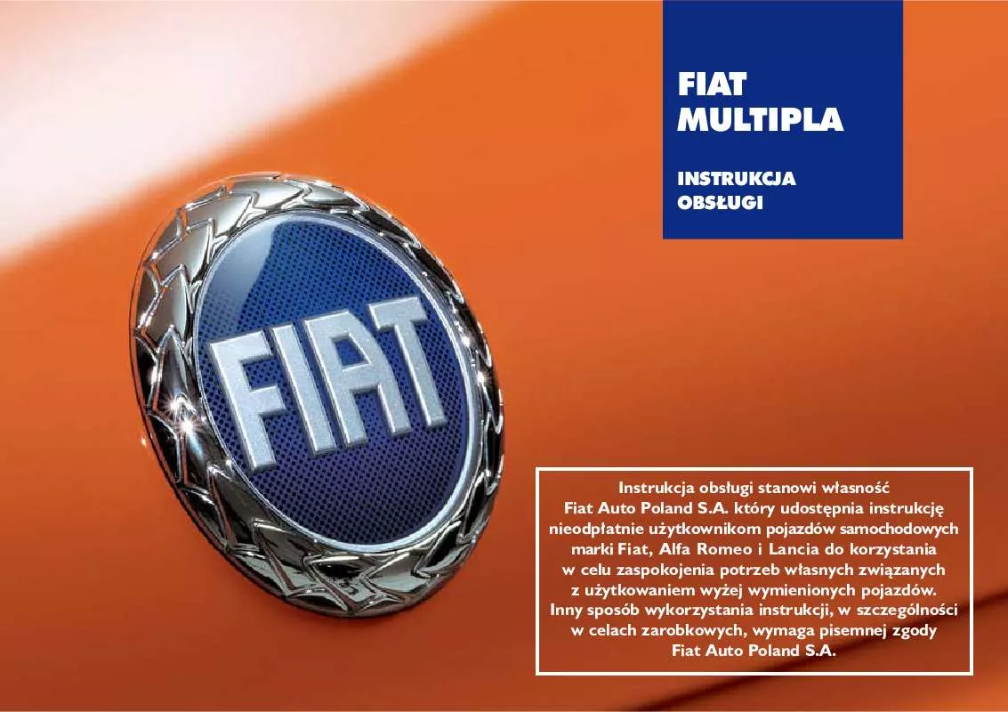 Mode d'emploi FIAT MULTIPLA