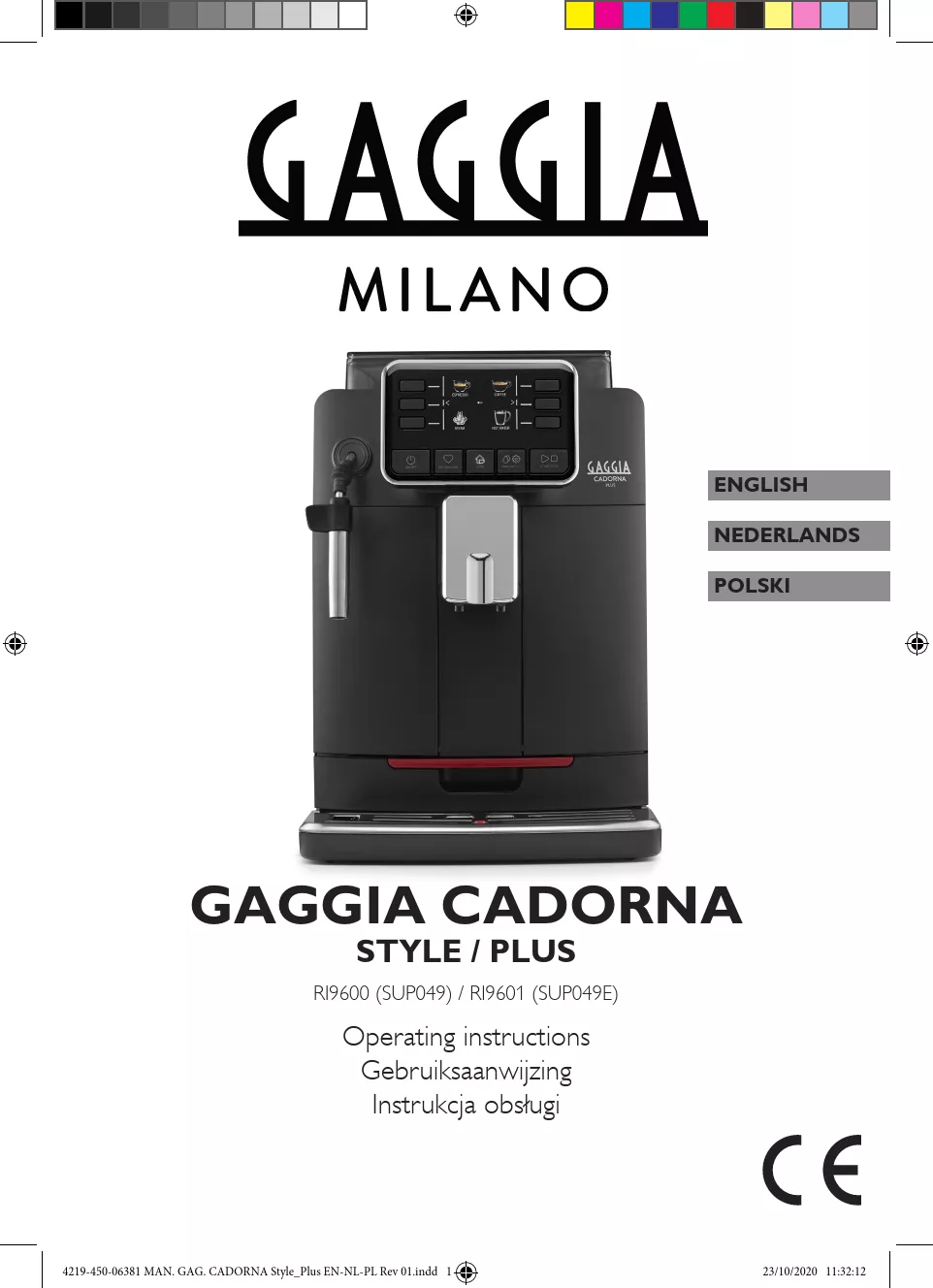 Mode d'emploi GAGGIA CADORNA PLUS