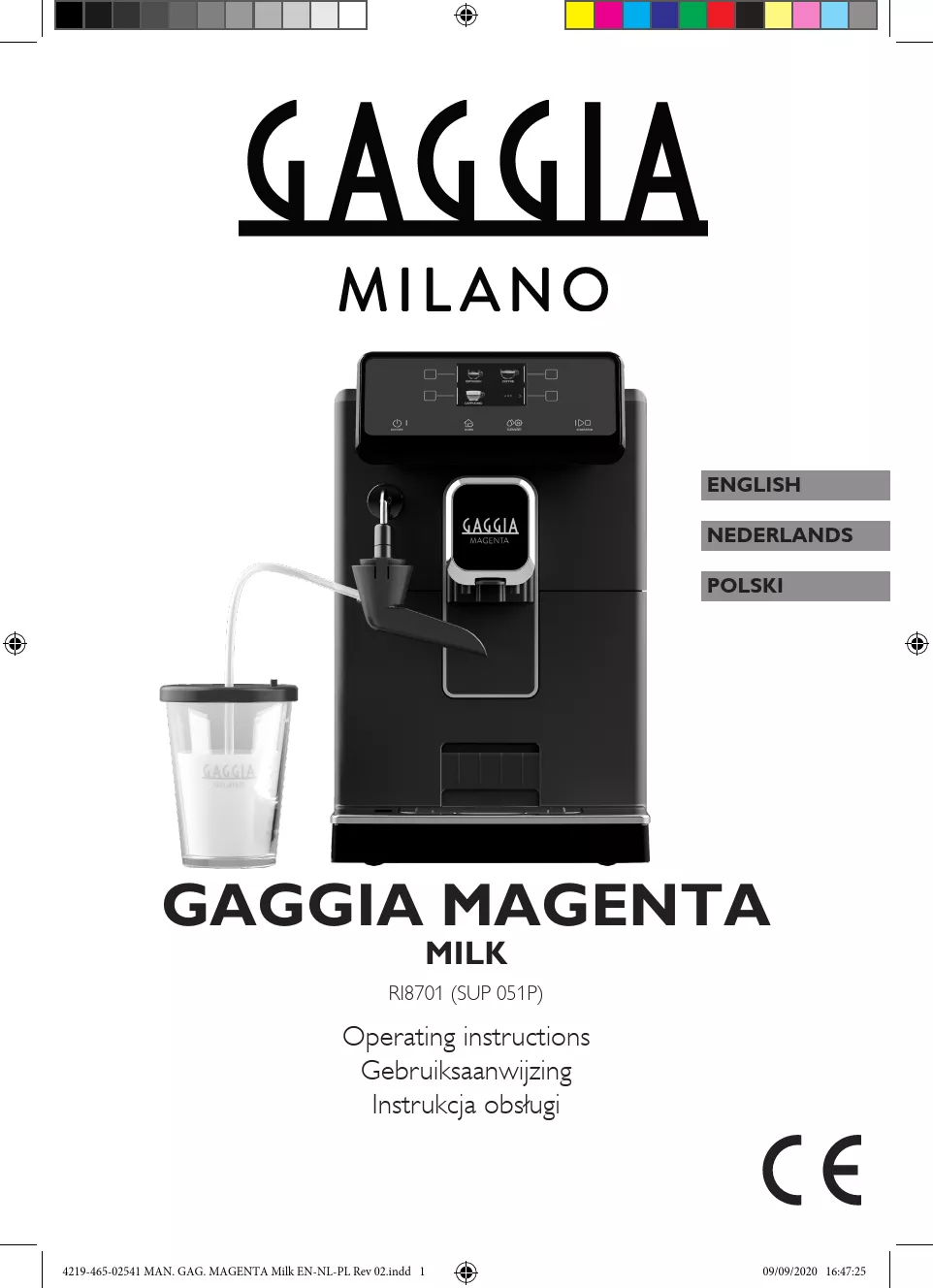 Mode d'emploi GAGGIA MAGENTA MILK