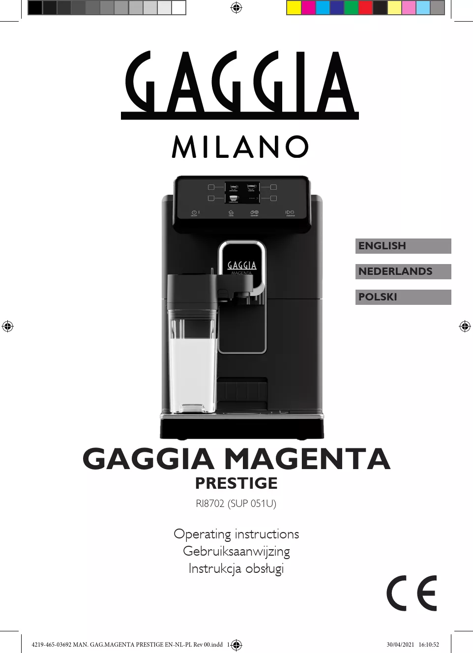 Mode d'emploi GAGGIA MAGENTA PRESTIGE