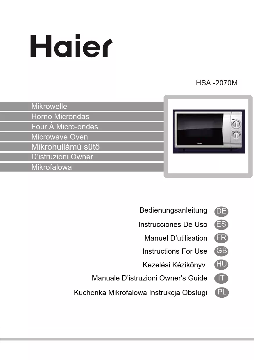 Mode d'emploi HAIER HSA-2070MG