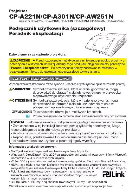 Mode d'emploi HITACHI CP-A221NM