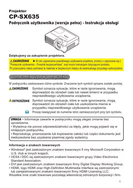 Mode d'emploi HITACHI CP-SX635W