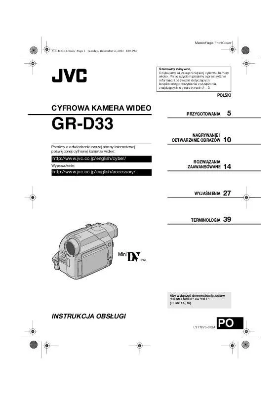 Mode d'emploi JVC GR-D33