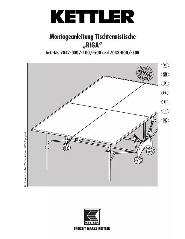 Mode d'emploi KETTLER RIGA PRO TABLE TENNIS TABLE