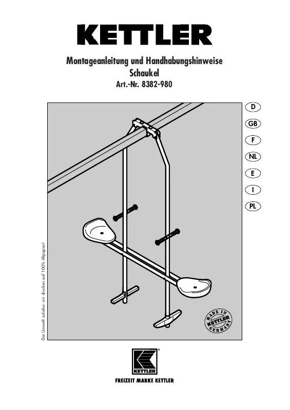 Mode d'emploi KETTLER SCHAUKEL 8382-890