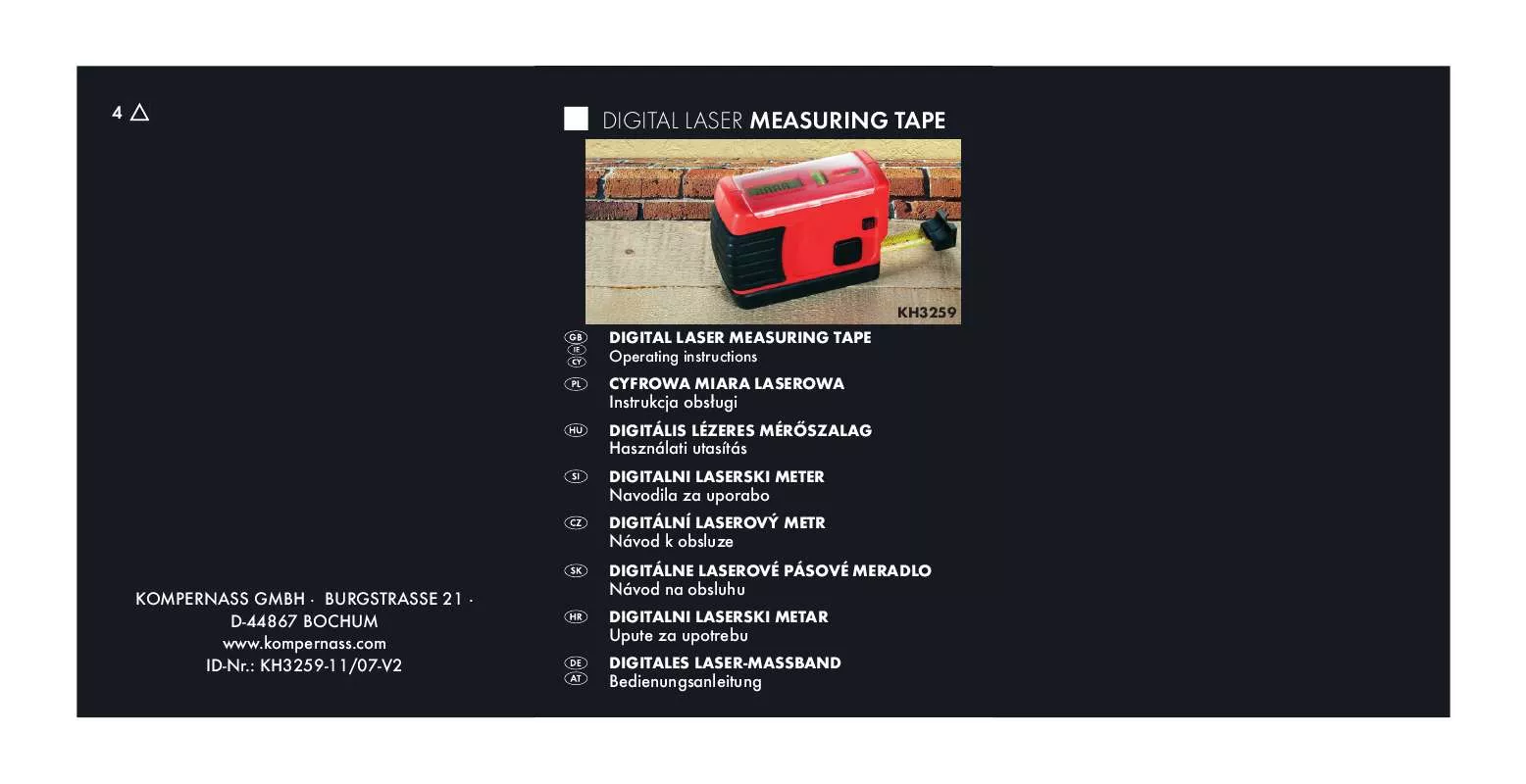 Mode d'emploi KOMPERNASS KH 3259 DIGITAL LASER MEASURING TAPE