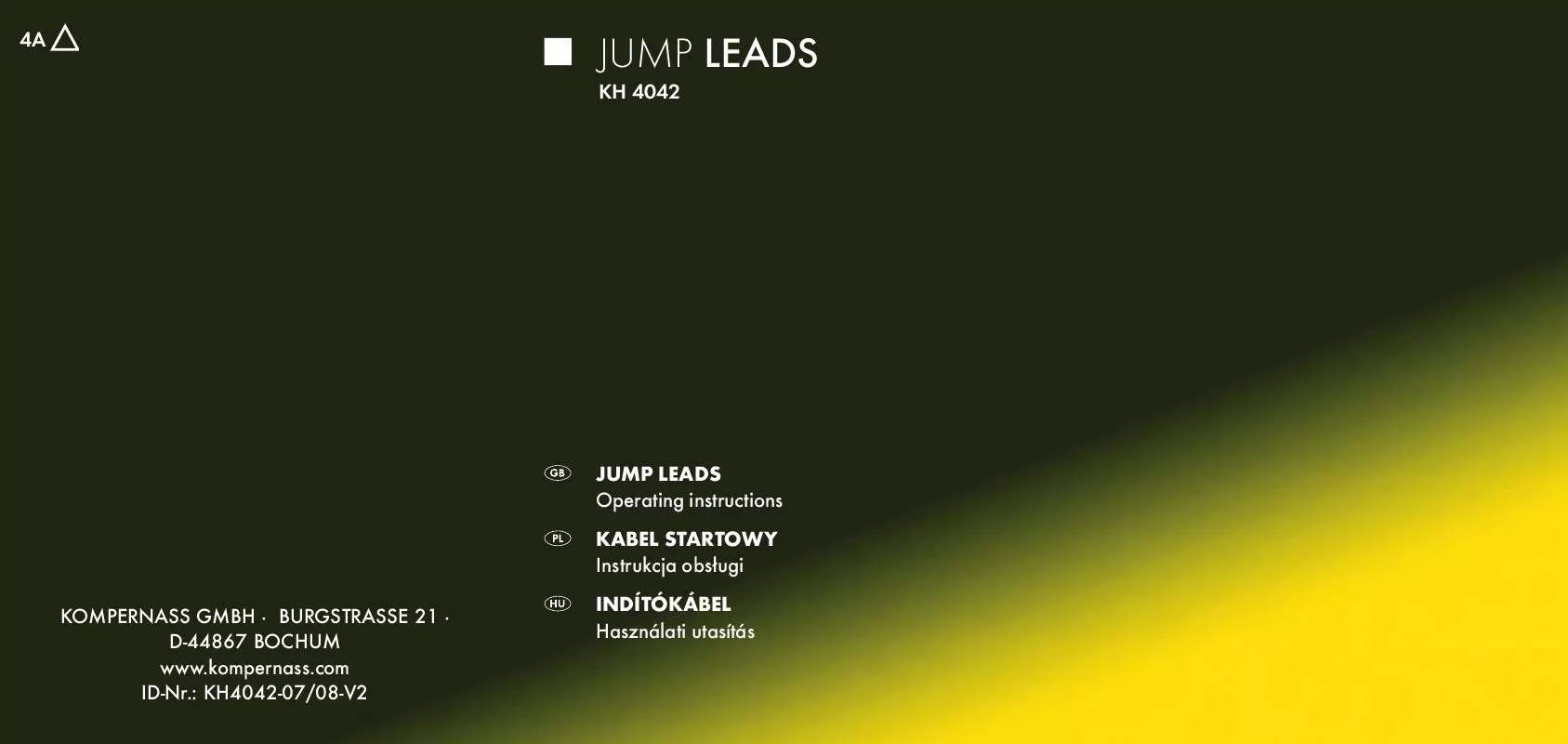 Mode d'emploi KOMPERNASS KH 4042 JUMP LEADS