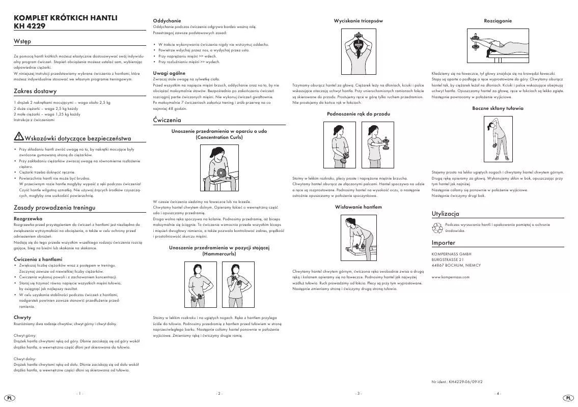 Mode d'emploi KOMPERNASS KH 4229 DUMBBELL SET