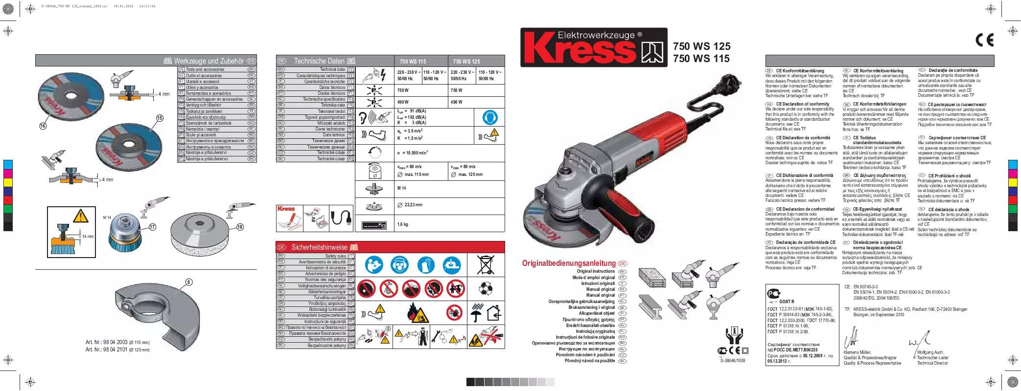 Mode d'emploi KRESS 750 WS 115