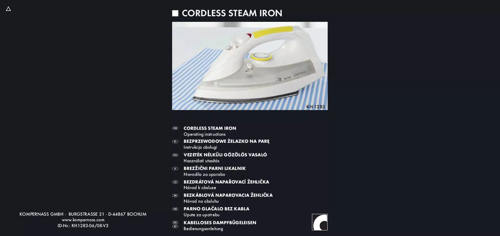 Mode d'emploi LERVIA KH 1283 CORDLESS STEAM IRON