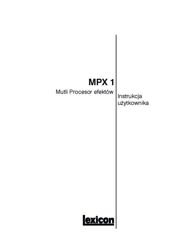 Mode d'emploi LEXICON MPX 1
