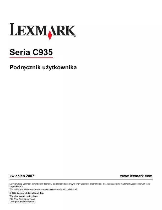 Mode d'emploi LEXMARK C935