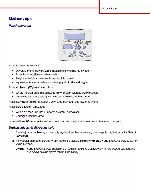 Mode d'emploi LEXMARK T630 VE