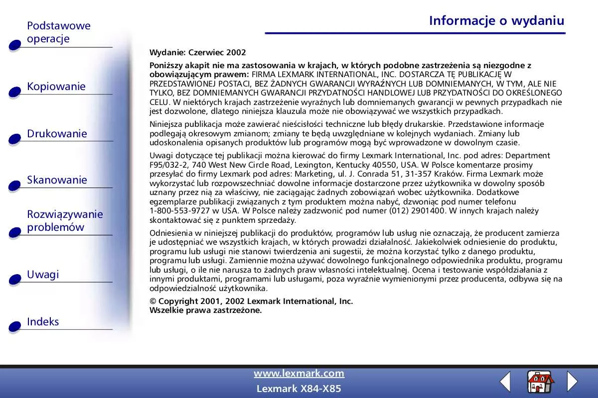 Mode d'emploi LEXMARK X84