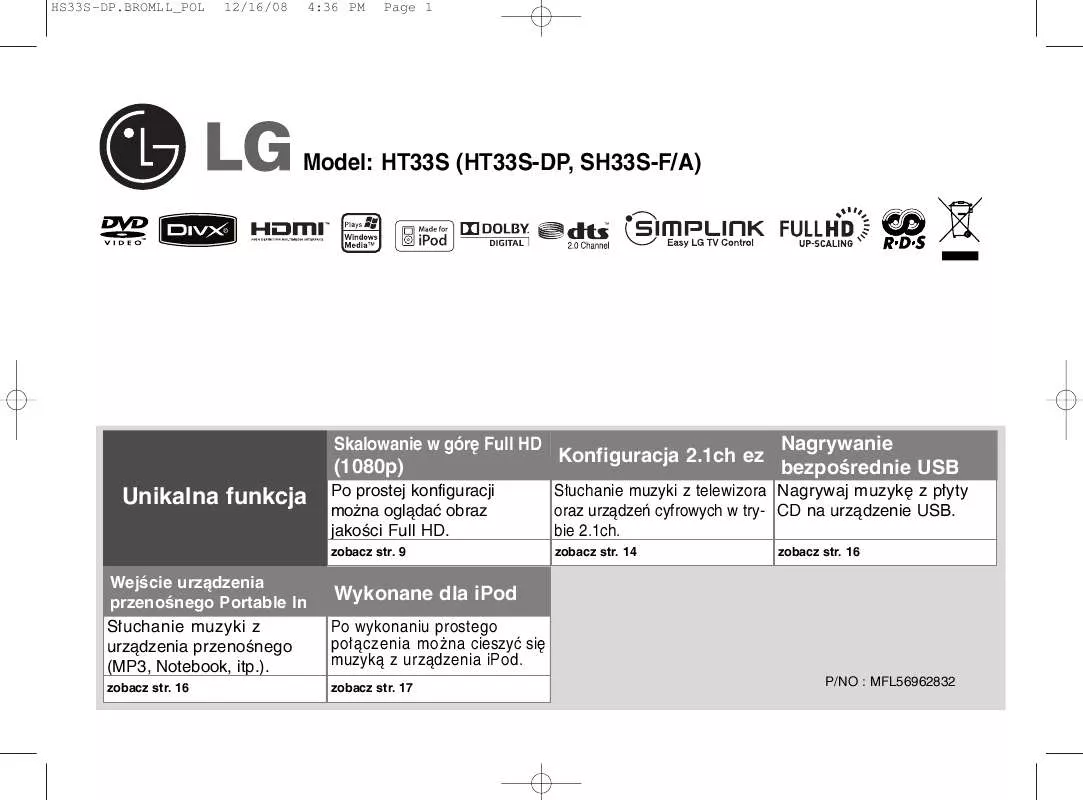 Mode d'emploi LG HT33S