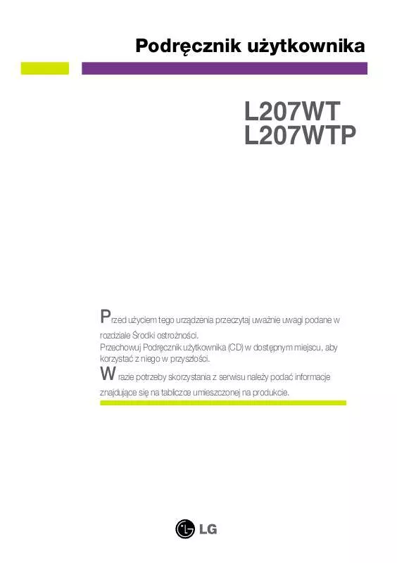 Mode d'emploi LG L207WTP-PF