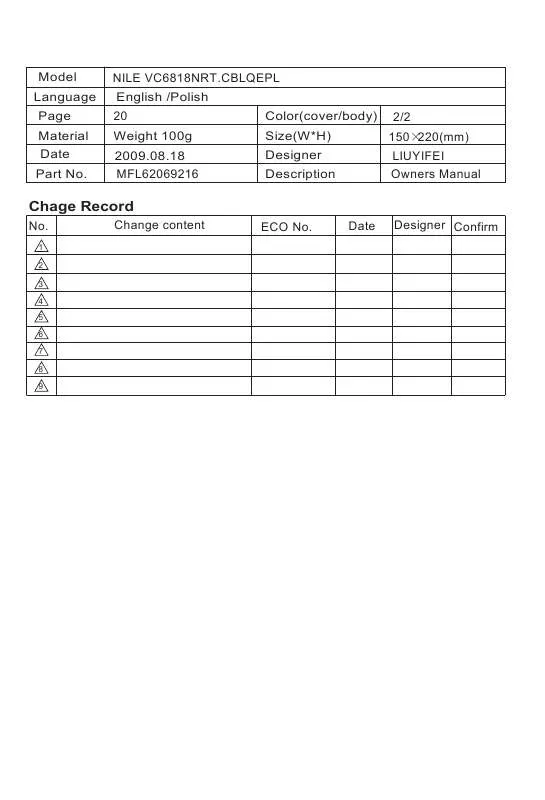 Mode d'emploi LG VC6818NRT