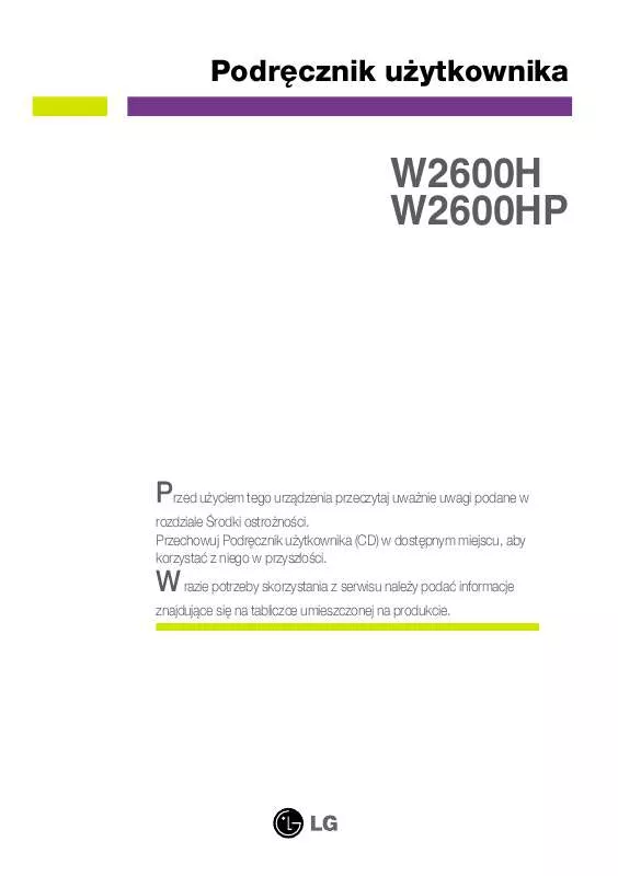 Mode d'emploi LG W2600H-PF