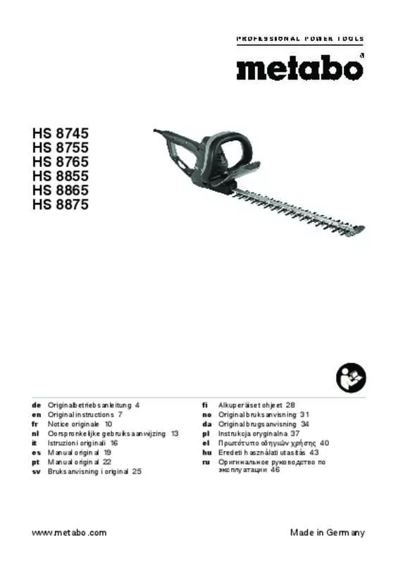 Mode d'emploi METABO HS 8755