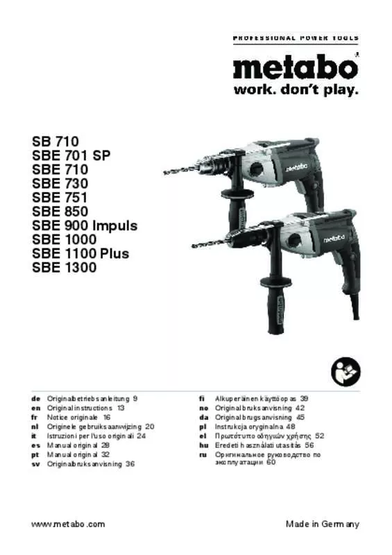 Mode d'emploi METABO SBE900