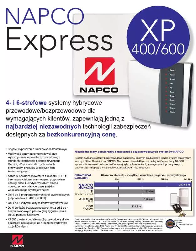 Mode d'emploi NAPCO XP 400
