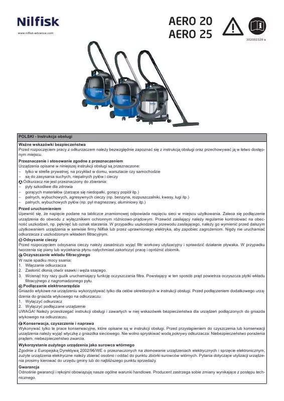 Mode d'emploi NILFISK AERO 20