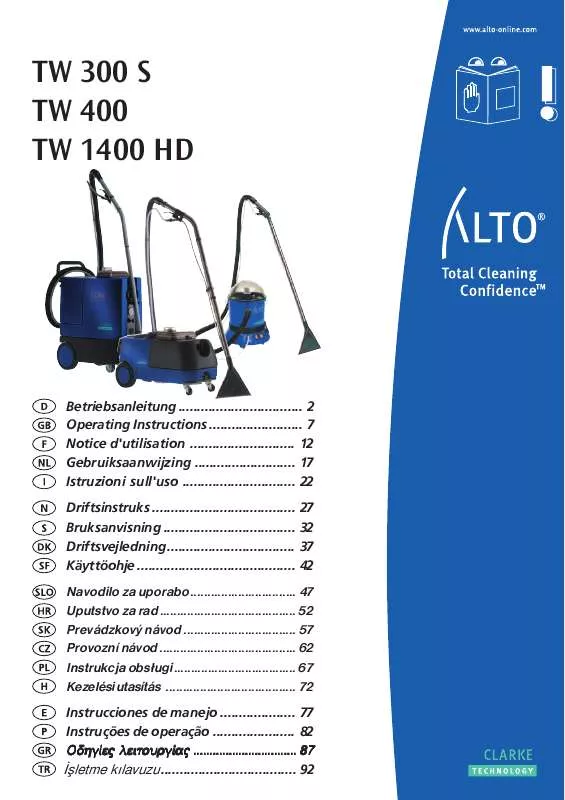 Mode d'emploi NILFISK TW 1400 HD