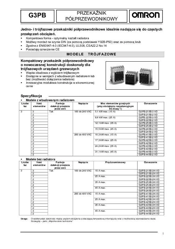 Mode d'emploi OMRON G3PB