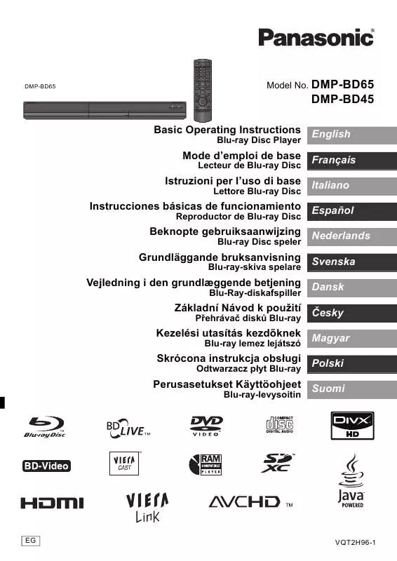 Mode d'emploi PANASONIC DMPBD65EG