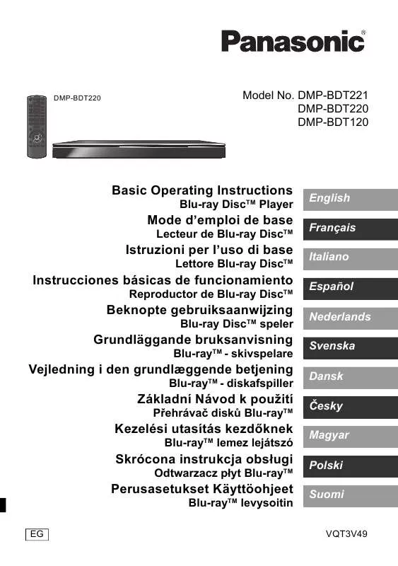 Mode d'emploi PANASONIC DMP-BDT220EG