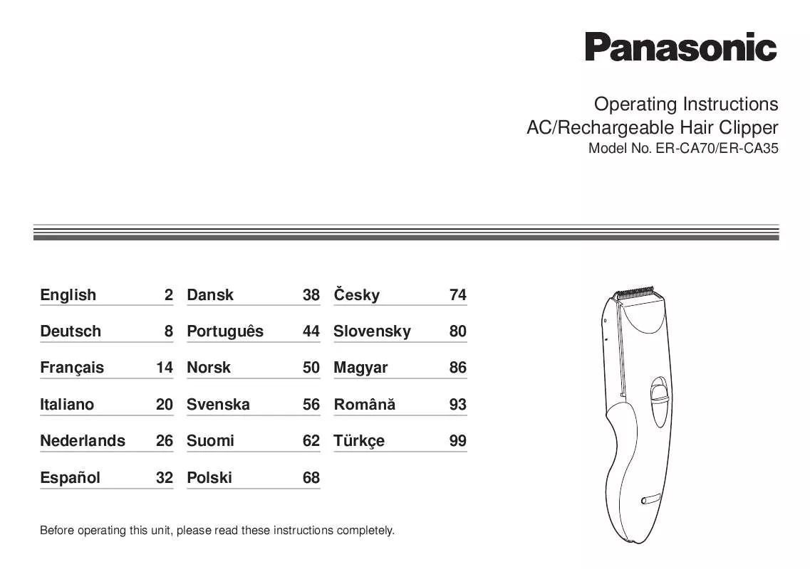 Mode d'emploi PANASONIC ERCA70