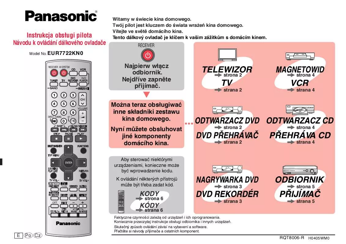 Mode d'emploi PANASONIC EUR7722KN0