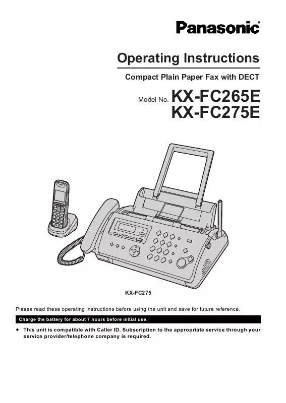 Mode d'emploi PANASONIC KXFC275E