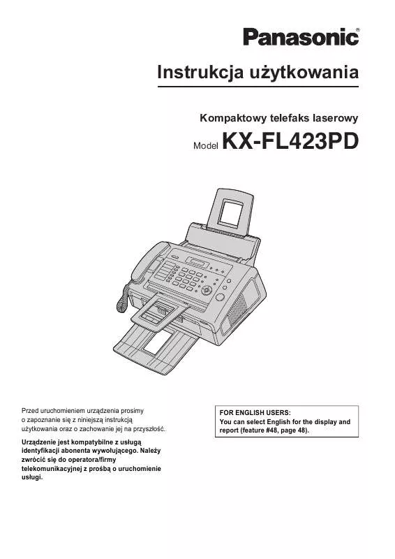Mode d'emploi PANASONIC KX-FL423PD