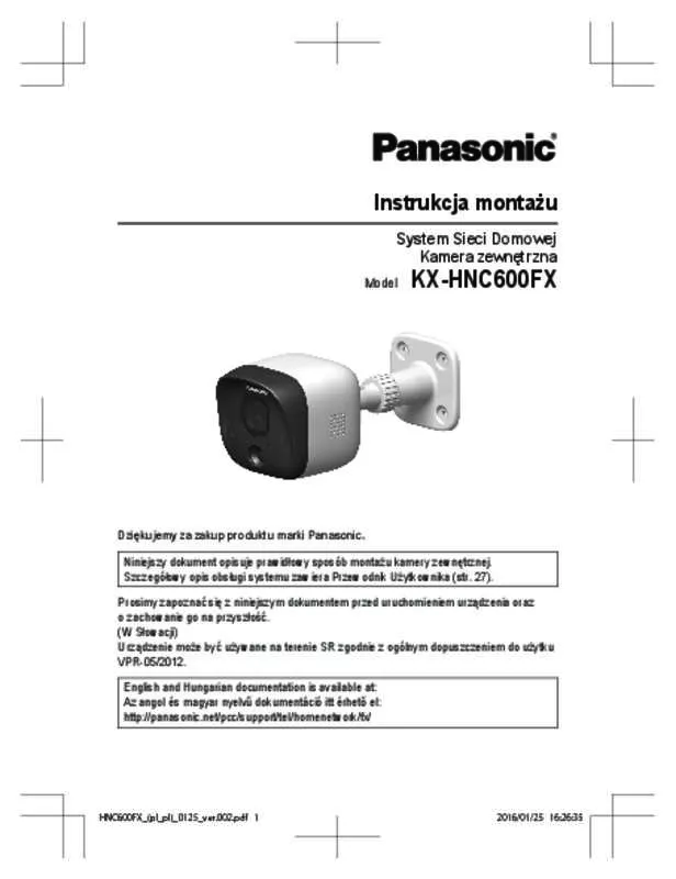 Mode d'emploi PANASONIC KX-HNC600FX