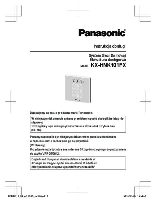 Mode d'emploi PANASONIC KX-HNK101FX