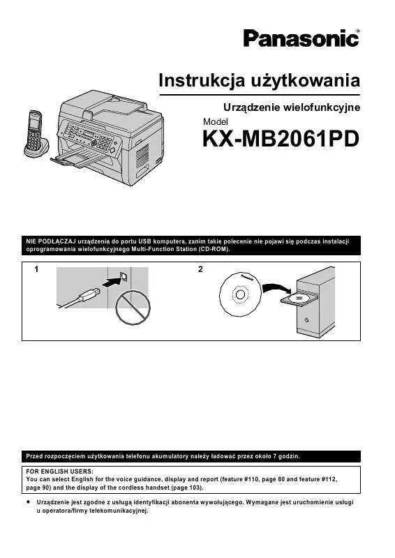 Mode d'emploi PANASONIC KX-MB2061