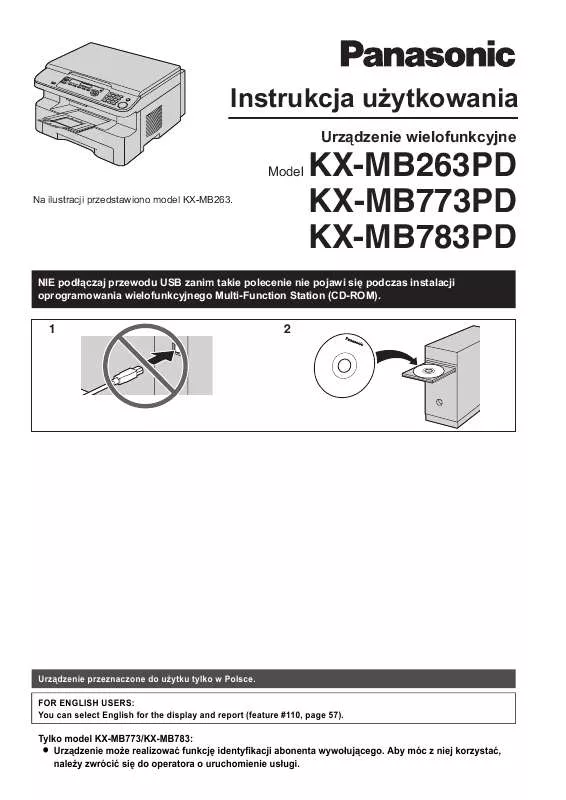 Mode d'emploi PANASONIC KX-MB263PD