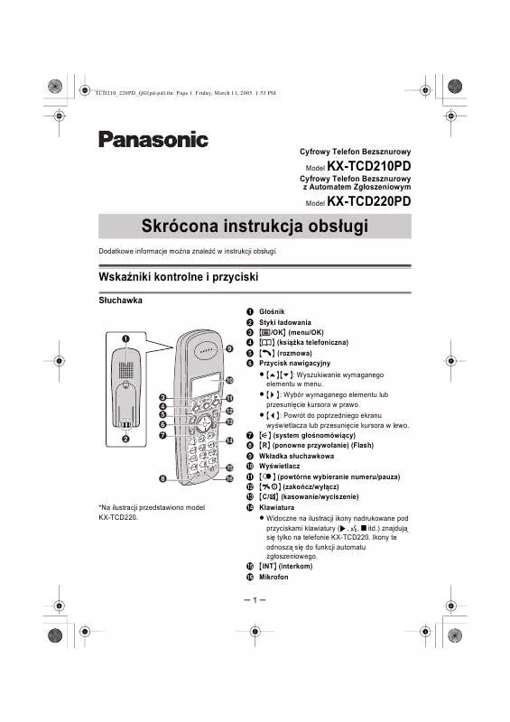 Mode d'emploi PANASONIC KX-TCD220PD