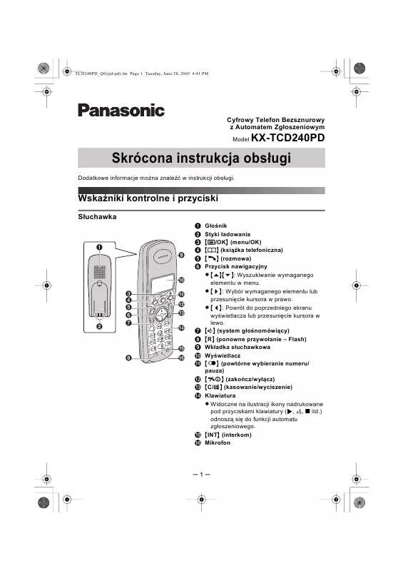 Mode d'emploi PANASONIC KX-TCD240PD