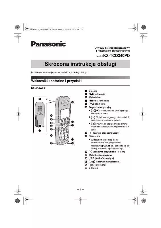 Mode d'emploi PANASONIC KX-TCD340PD